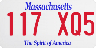MA license plate 117XQ5