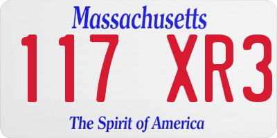 MA license plate 117XR3