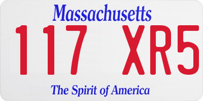 MA license plate 117XR5
