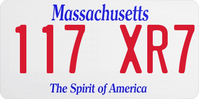 MA license plate 117XR7