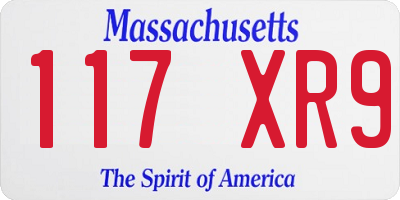MA license plate 117XR9