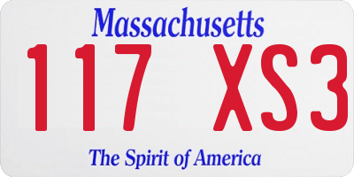 MA license plate 117XS3