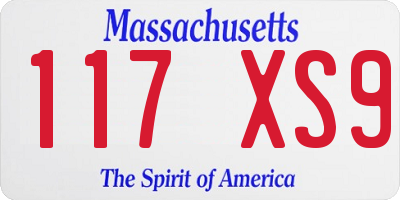 MA license plate 117XS9