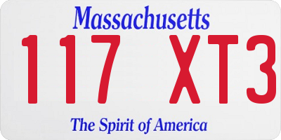 MA license plate 117XT3