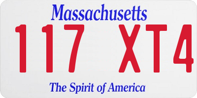MA license plate 117XT4