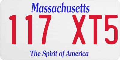 MA license plate 117XT5