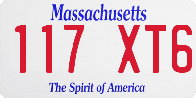 MA license plate 117XT6