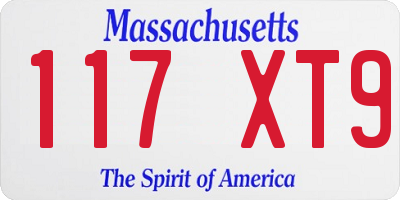 MA license plate 117XT9