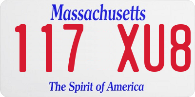 MA license plate 117XU8