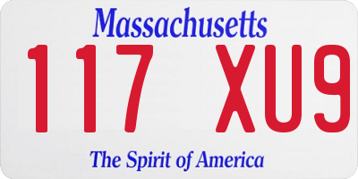 MA license plate 117XU9