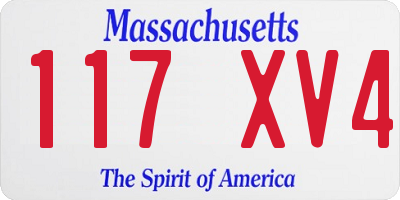 MA license plate 117XV4