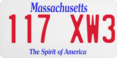 MA license plate 117XW3