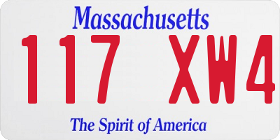 MA license plate 117XW4