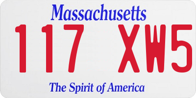 MA license plate 117XW5