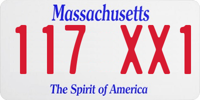 MA license plate 117XX1