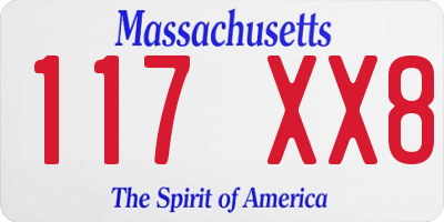 MA license plate 117XX8