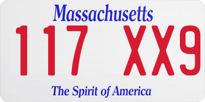 MA license plate 117XX9