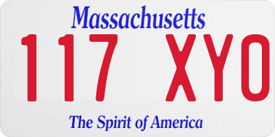 MA license plate 117XY0