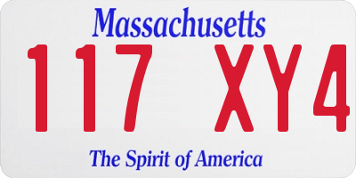 MA license plate 117XY4