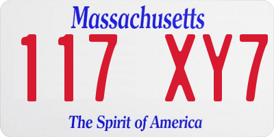MA license plate 117XY7