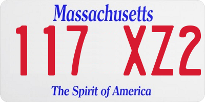 MA license plate 117XZ2