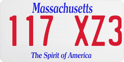 MA license plate 117XZ3