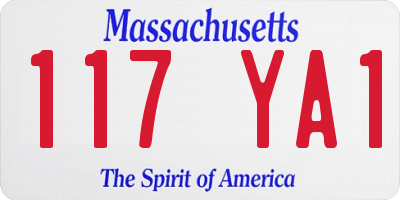 MA license plate 117YA1