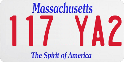 MA license plate 117YA2