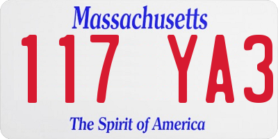 MA license plate 117YA3