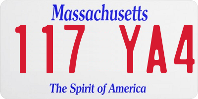 MA license plate 117YA4