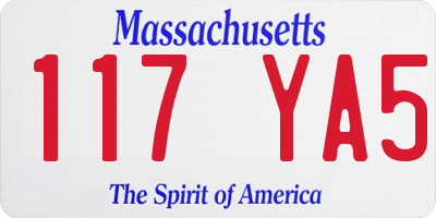MA license plate 117YA5