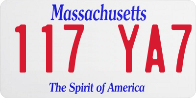MA license plate 117YA7