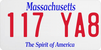 MA license plate 117YA8