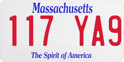 MA license plate 117YA9