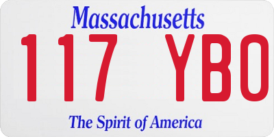MA license plate 117YB0