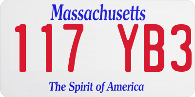 MA license plate 117YB3