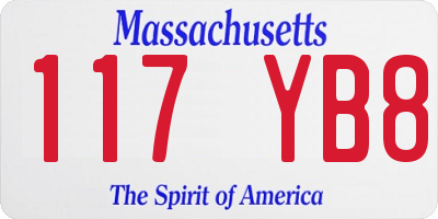 MA license plate 117YB8