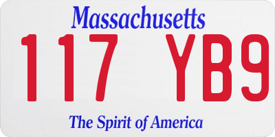 MA license plate 117YB9