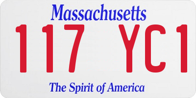 MA license plate 117YC1