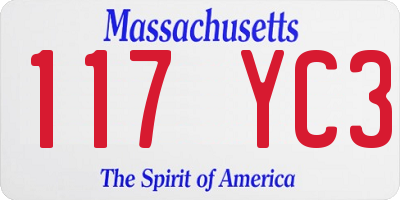 MA license plate 117YC3