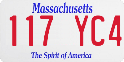 MA license plate 117YC4