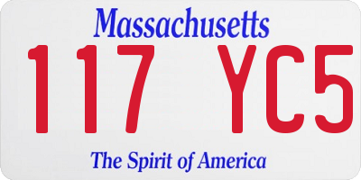MA license plate 117YC5