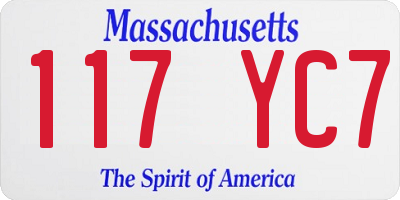 MA license plate 117YC7