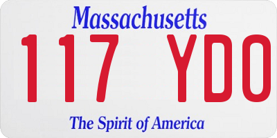 MA license plate 117YD0