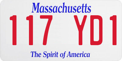 MA license plate 117YD1
