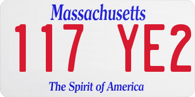 MA license plate 117YE2