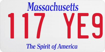 MA license plate 117YE9