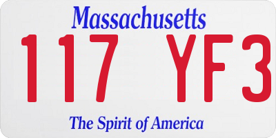 MA license plate 117YF3