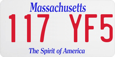 MA license plate 117YF5