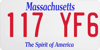 MA license plate 117YF6